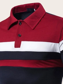 Aesthetic Post Men Cut And Sew Panel Polo Shirt - Multicolor - View 4