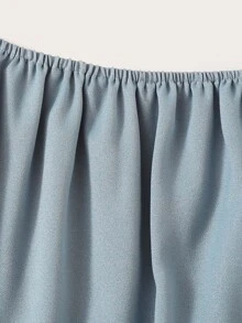 Laser Cut Scalloped Bardot Top - Dusty Blue - View 4