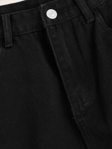 Falda mezclilla rota bajo crudo-grande - Negro - Ver 3