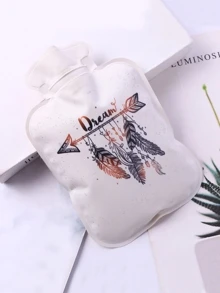 Bolsa de agua caliente con estampado de pluma - Blanco - Ver 1