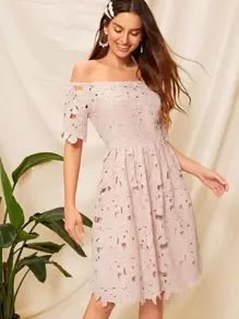 shein pink lace dress