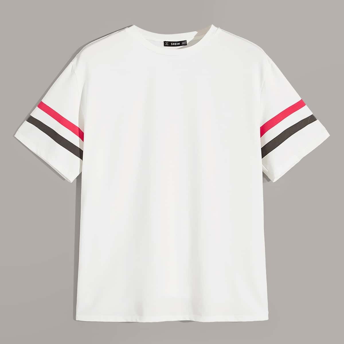 

Guys Striped Sleeve Tee, White