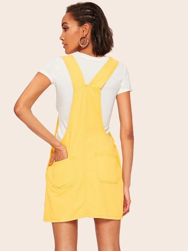 shein bib pocket front overall dress