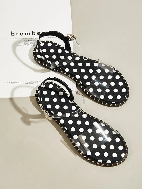 polka dot flat sandals