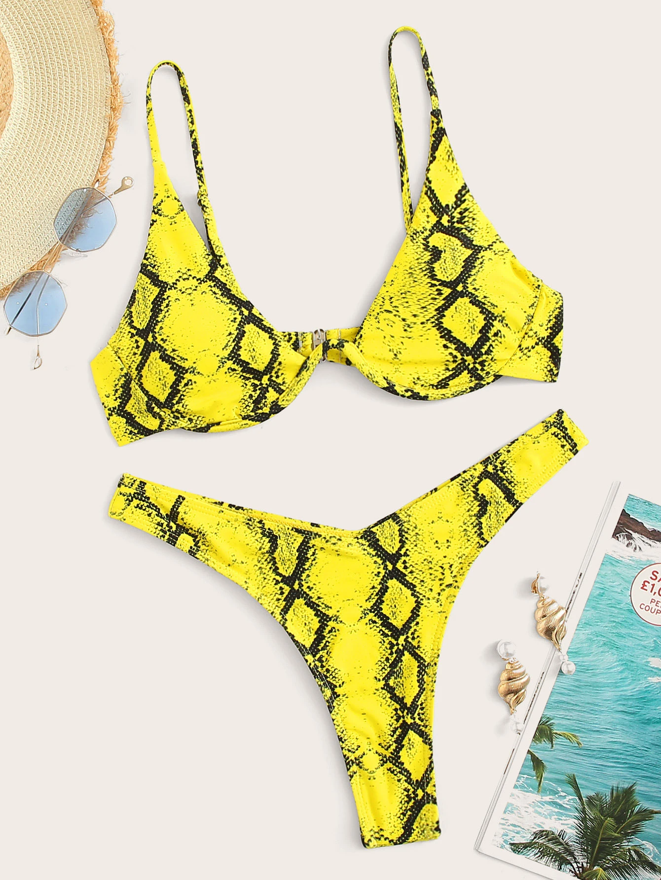 snakeskin underwire bikini