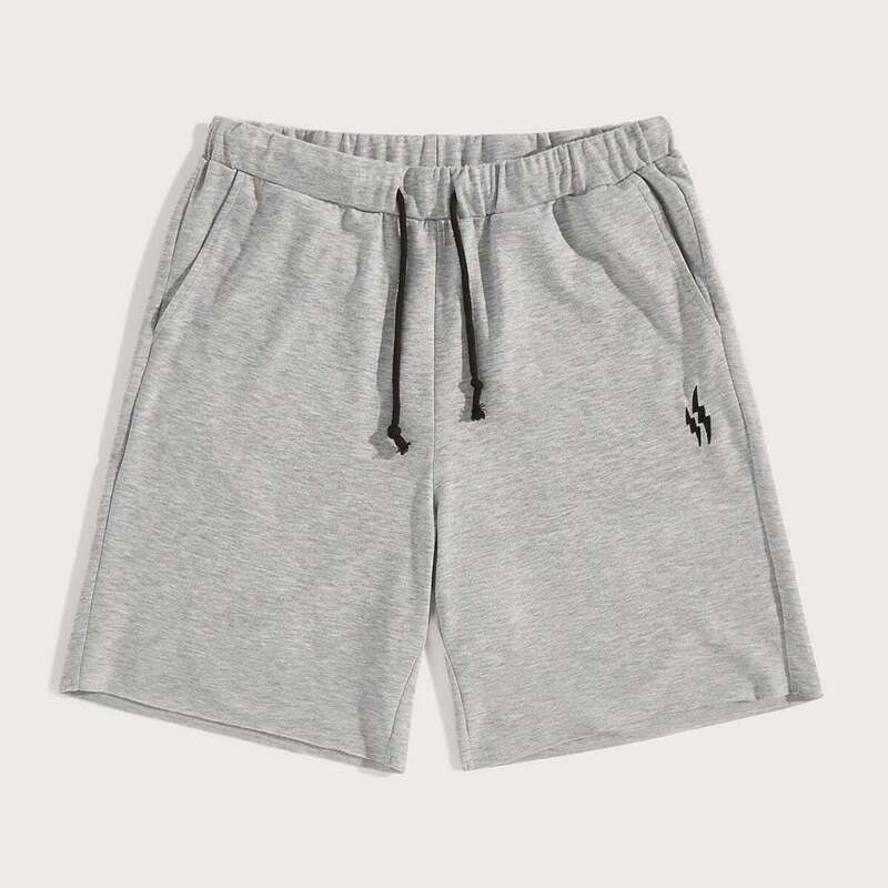 

Guys Drawstring Waist Heather Grey Embroidered Sweat Shorts