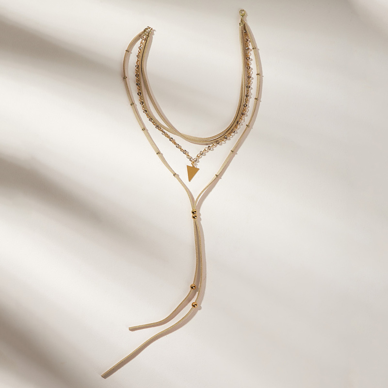 

Triangle Detail Layered Lariats Necklace 1pc, Gold