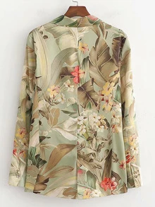 Blazer de cuello esmoquin con estampado floral - Multicolor - Ver 2