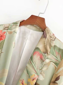 Blazer de cuello esmoquin con estampado floral - Multicolor - Ver 4