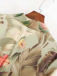 Blazer de cuello esmoquin con estampado floral - Multicolor - Ver 7