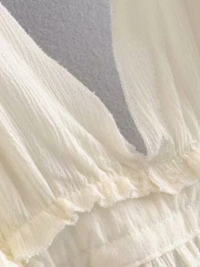 Aveloria Rosie Dobby Mesh Self-Tie Ruffled Halter Dress