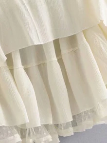 Aveloria Rosie Dobby Mesh Self-Tie Ruffled Halter Dress