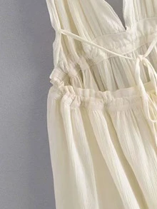 Aveloria Rosie Dobby Mesh Self-Tie Ruffled Halter Dress