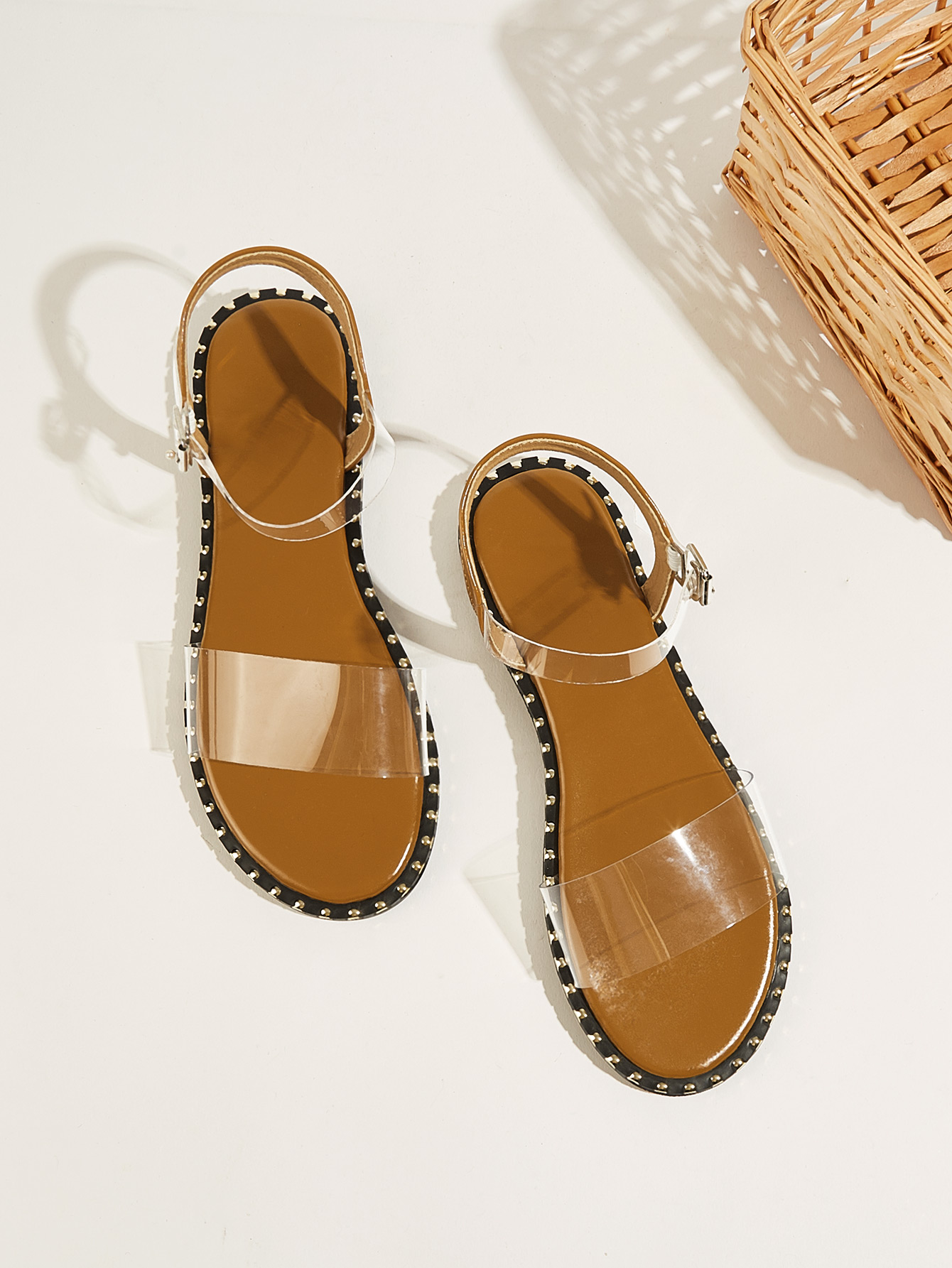 sandale transparente plate