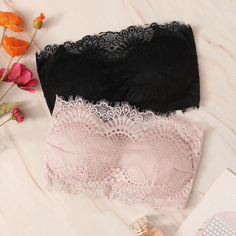 

Floral Lace Bandeau Bra Set 2pack, Multicolor