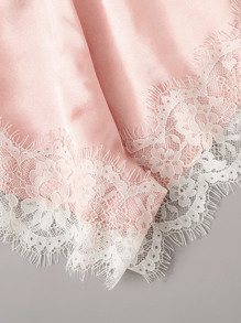 floral lace cami top with satin shorts