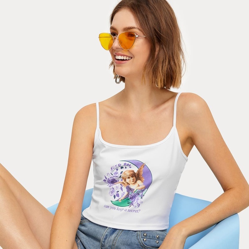 

Figure And Moon Print Cami Top, White