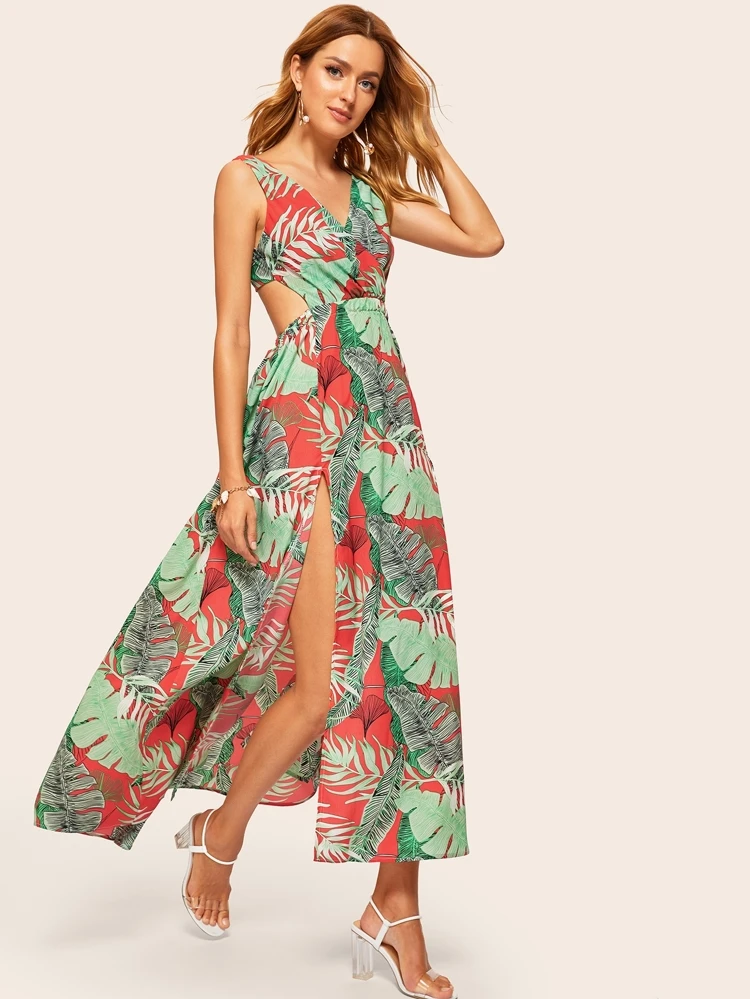 Crossover Split Maxi Dress | SHEIN USA