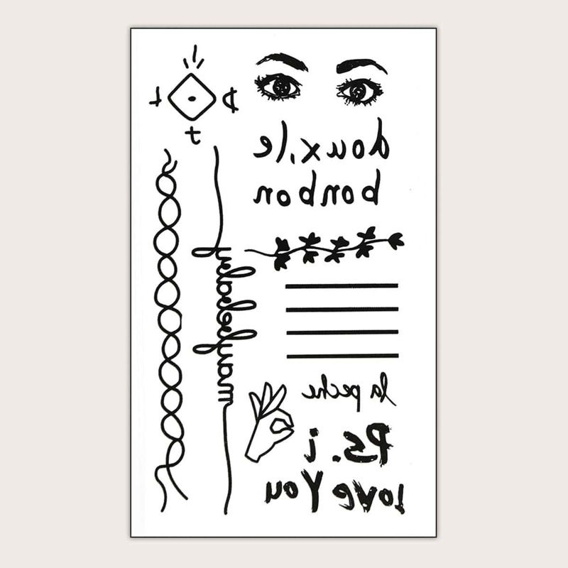 

Letter & Figure Tattoo Sticker 1sheet, Black