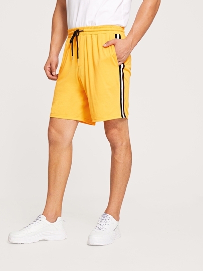 Men Drawstring Waist Striped Tape Side Shorts