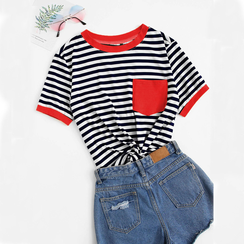 

Pocket Patched Striped Ringer Tee, Multicolor