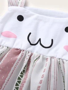 Baby Cartoon Graphic Contrast Hem Slip Dress - Multicolor - View 4