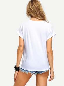 Camiseta letras estampadas -blanco - Blanco - Ver 2