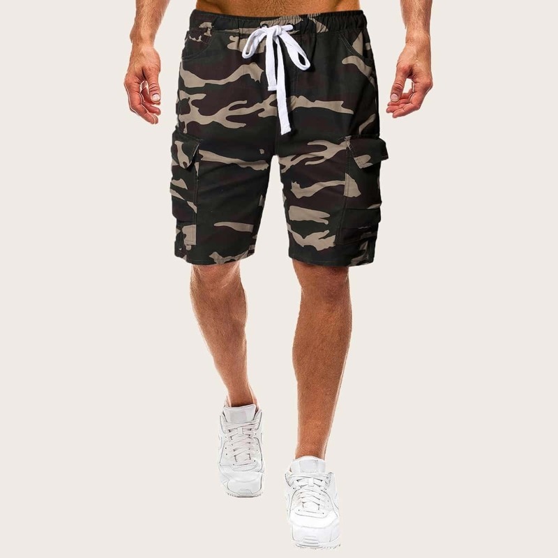 

Guys Drawstring Waist Camo Print Shorts, Multicolor