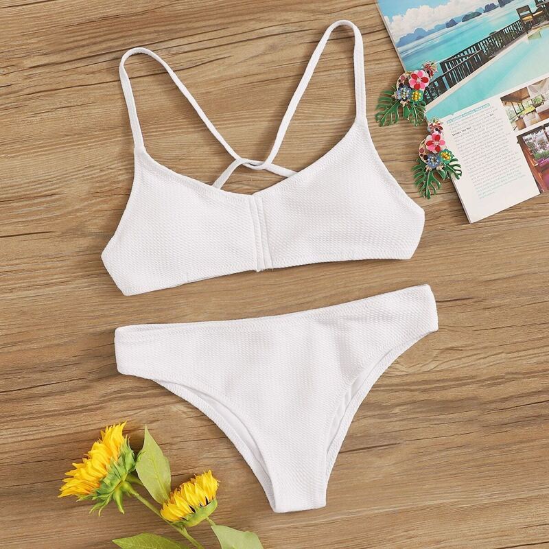 

Cami Top With Panty Bikini Set, White