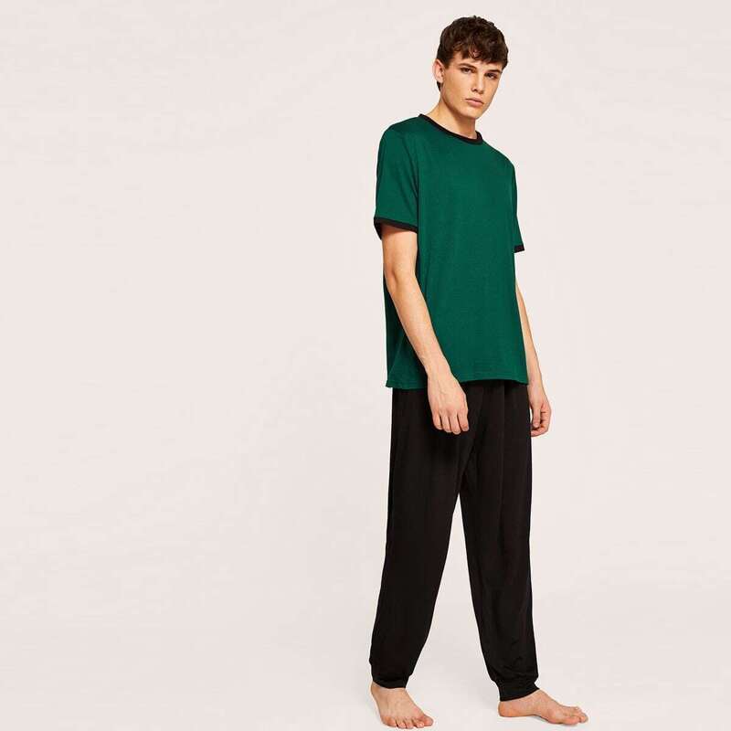 

Guys Letter Tape Trim Pajama Set, Multicolor