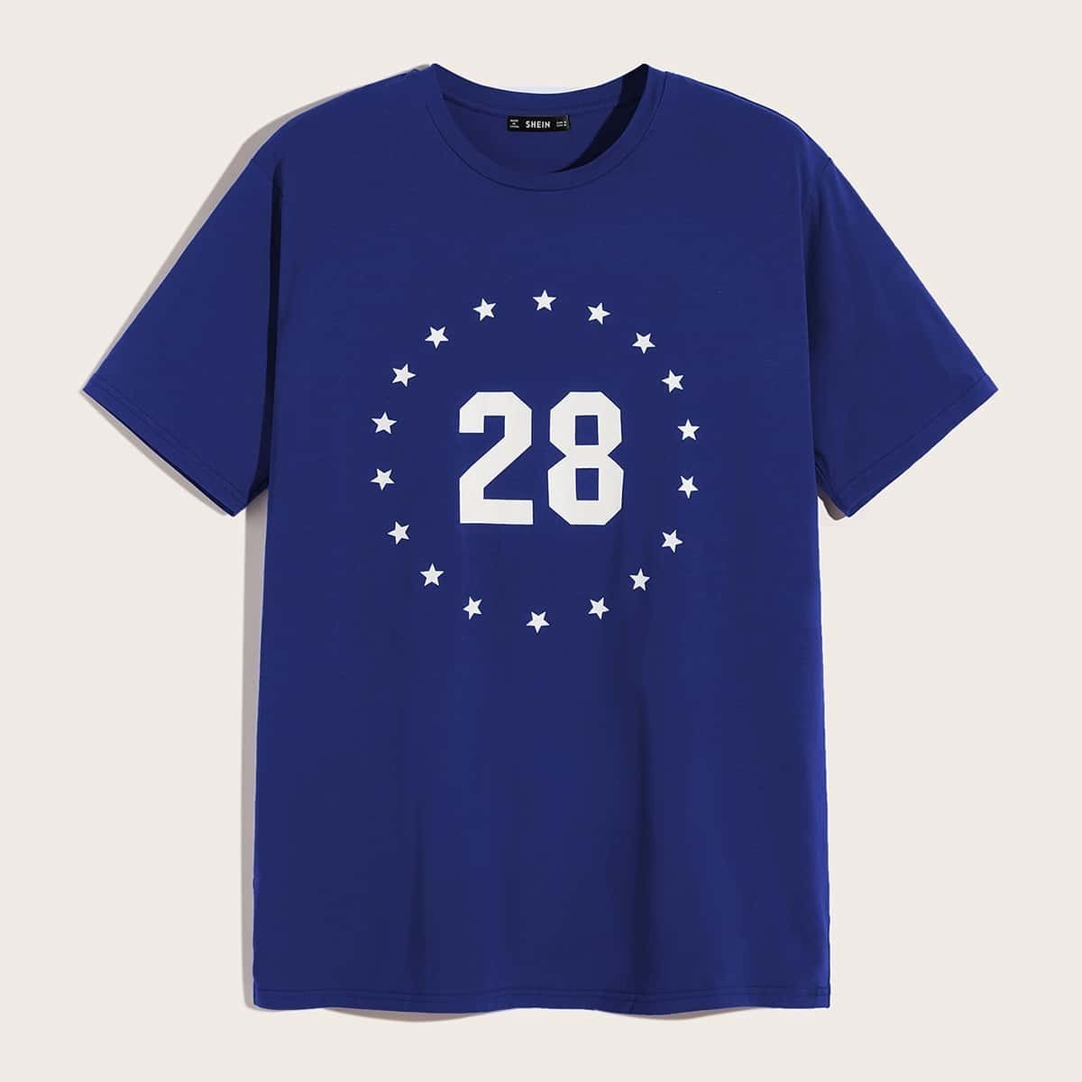 

Guys Number and Star Print Tee, Blue
