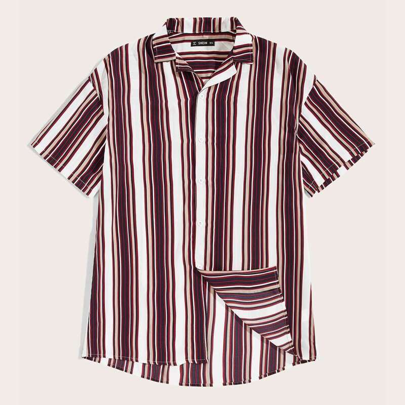 

Guys Revere Collar Striped Shirt, Multicolor