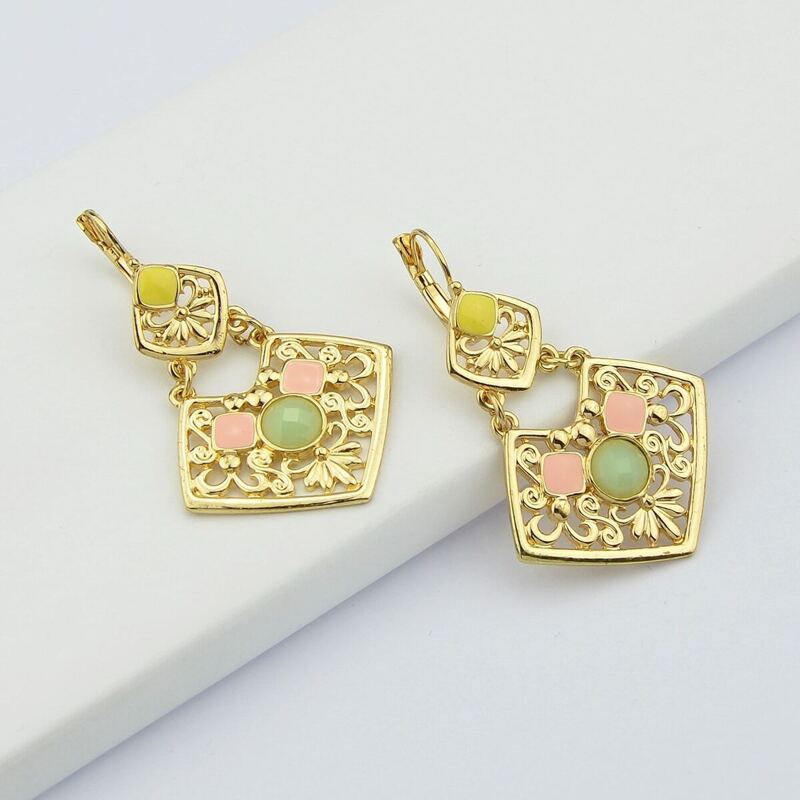 

Yellow Hotpink Yellow Enamel Earrings