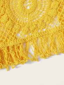 Crochet Macrame Fringe Halter Top Shein Usa