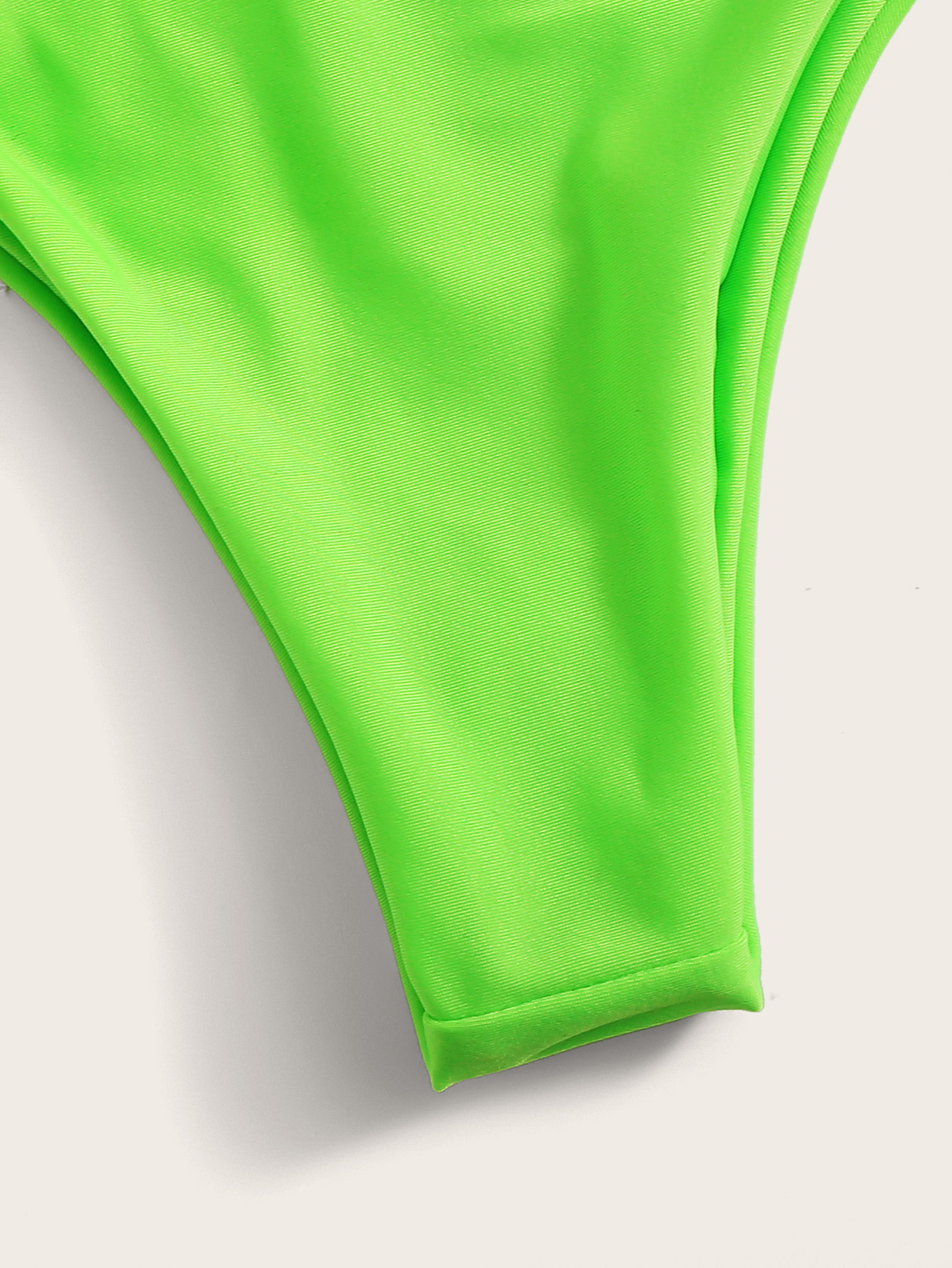 Neon Green One Shoulder Bikini Set ROMWE