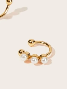 Faux Pearl Decor Ear Clip 2 unids - Amarillo Oro - Ver 2