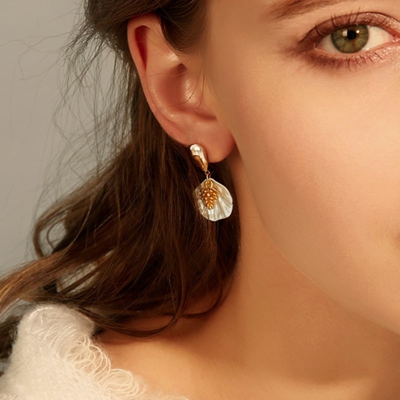 

Shell Drop Earrings 1pair, Multicolor