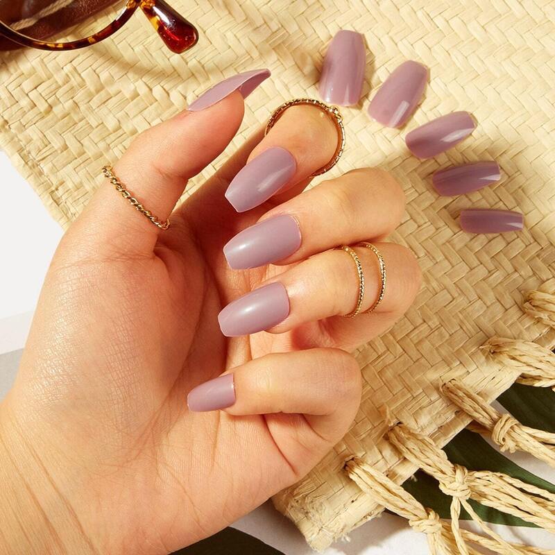 

Coffin Fake Nail 24pcs With Tape, Purple