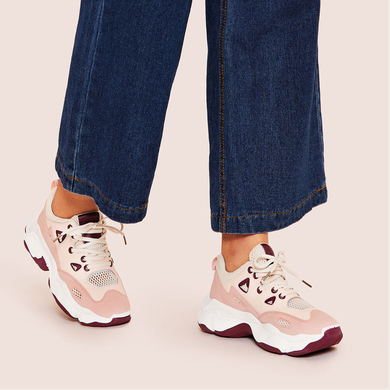 

Lace-up Front Chunky Sole Trainers, Pink