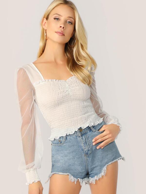 smocked bodice top