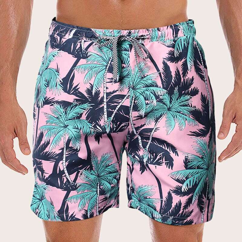

Guys Coconut Tree Print Drawstring Shorts, Multicolor