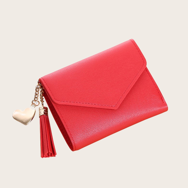 

Tassel Decor Fold Over Wallet, Red