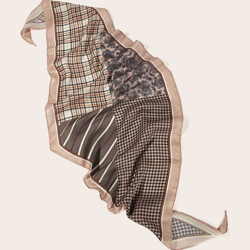 

Plaid & Paisley Skinny Bandana, Coffee brown