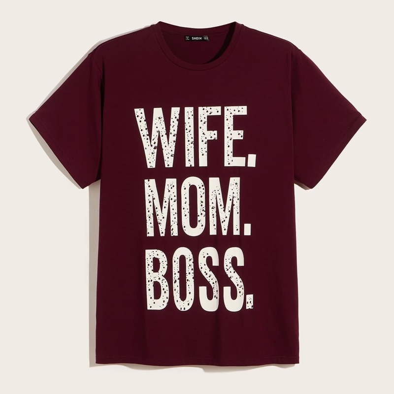 

Guys Letter Print Tee, Burgundy