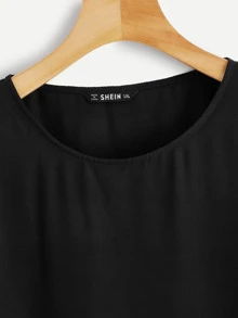 SHEIN Top de manga con malla aplique 3D-grande - Negro - Ver 4