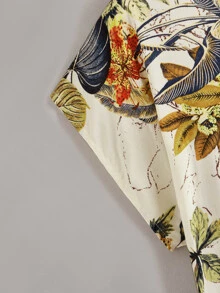 SHEIN LUNE Tropical Print Cap Sleeve Top - Multicolor - View 3