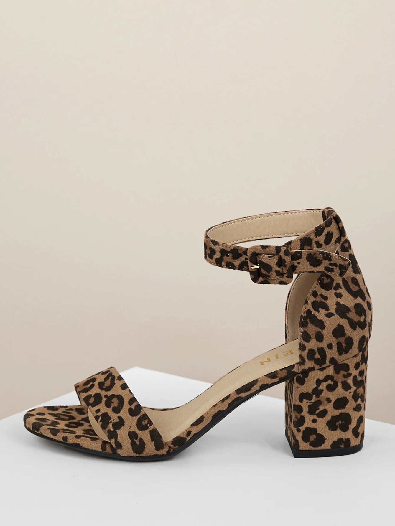 animal print block heel shoes