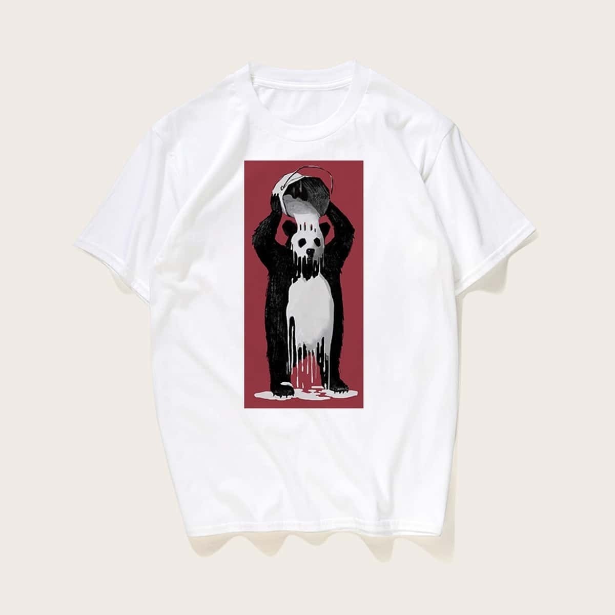

Guys Panda Print Tee, White