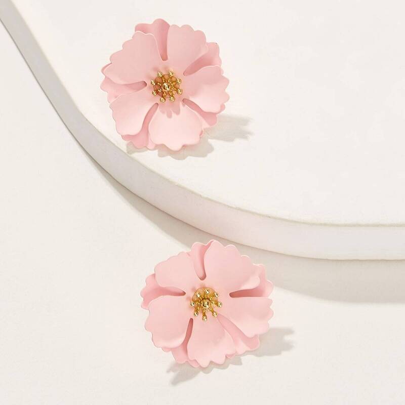 

Flower Shaped Stud Earrings 1pair, Pink