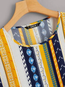 SHEIN Blus Kesukuan MultiWarna Casual - MultiWarna - View 4